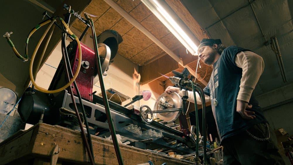 Wide view of the glassblowing studio